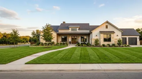 A residential lawn in Wolf Ranch, Georgetown TX